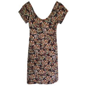 Pact Organic Cotton Floral Fit Flare Crossback Mini Dress M